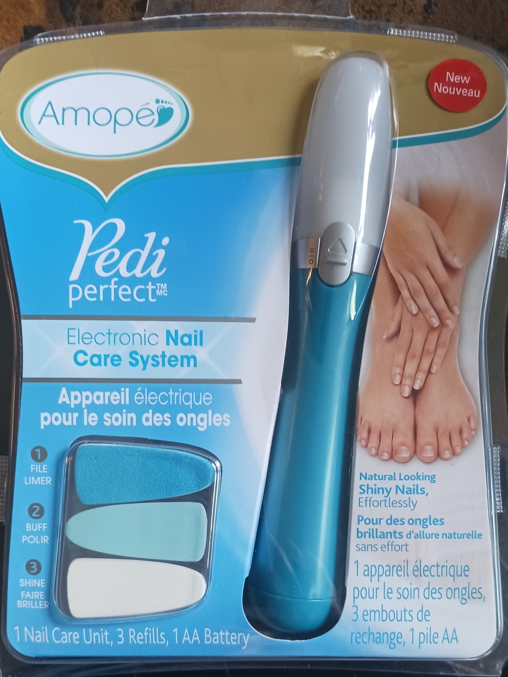AMO Pedi Perfect Electronic Nail Care System - Teal & White